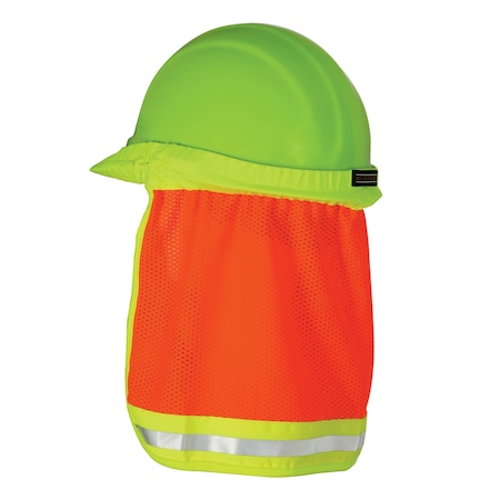 Kishigo Hard Hat Sun Shield, 100% Polyester w/Contrast Trim, Elastic Band Fits Over Most Hard Hats, Orange 2813